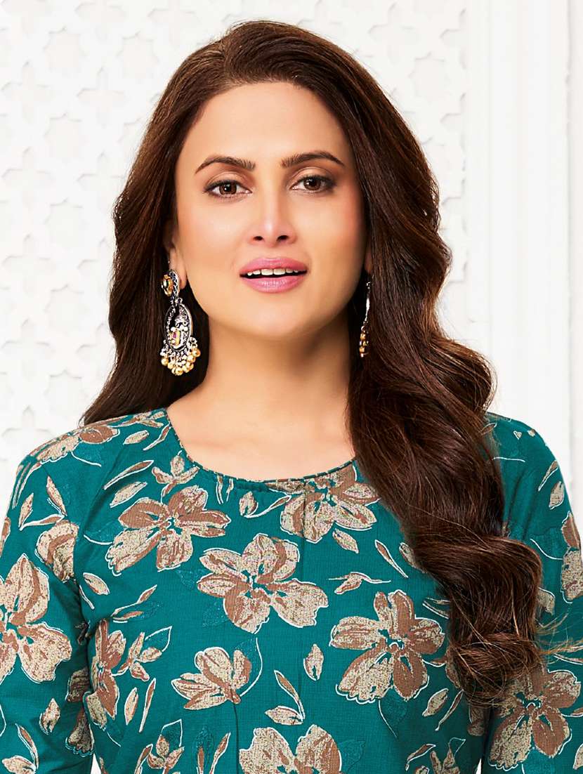 women printed three quarter sleeve kurta patiala with dupatta set - 22542111 -  Standard Image - 1