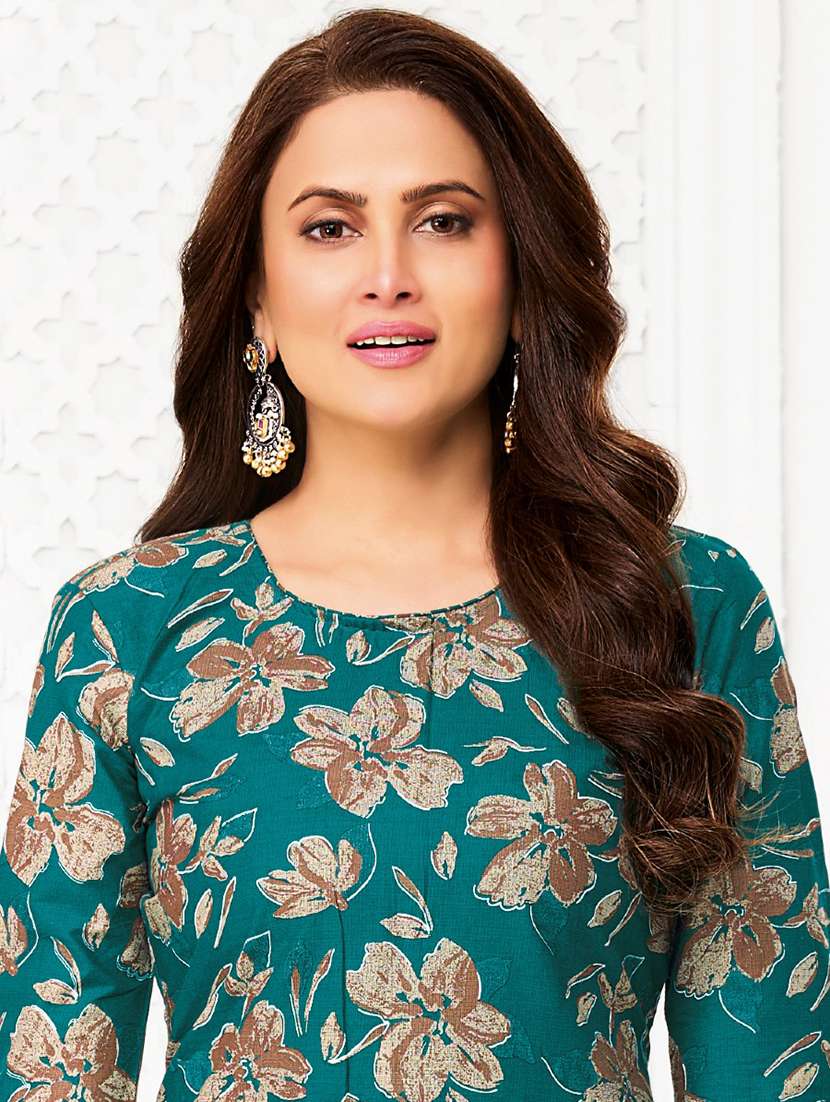 women printed three quarter sleeve kurta patiala with dupatta set - 22542126 -  Standard Image - 1
