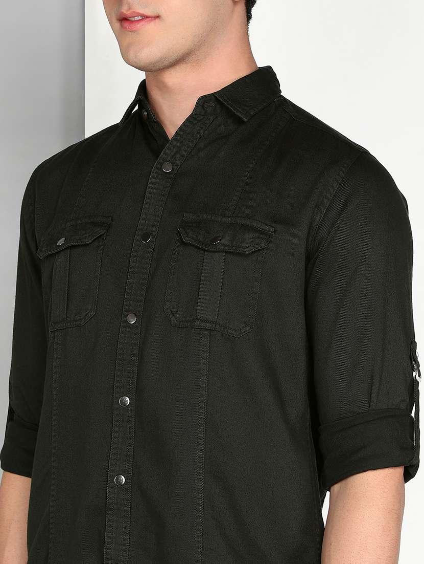 Men Solid Collared Regular Fit Shirt - 22542179 -  Standard Image - 1