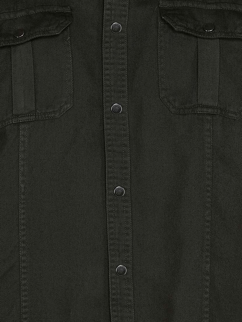Men Solid Collared Regular Fit Shirt - 22542179 -  Standard Image - 4