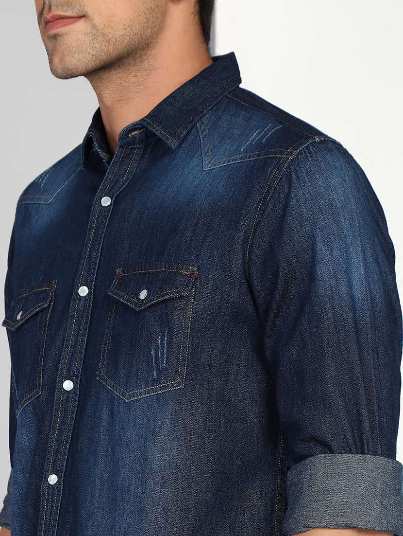 Men Solid Collared Regular Fit Shirt - 22542181 -  Standard Image - 1
