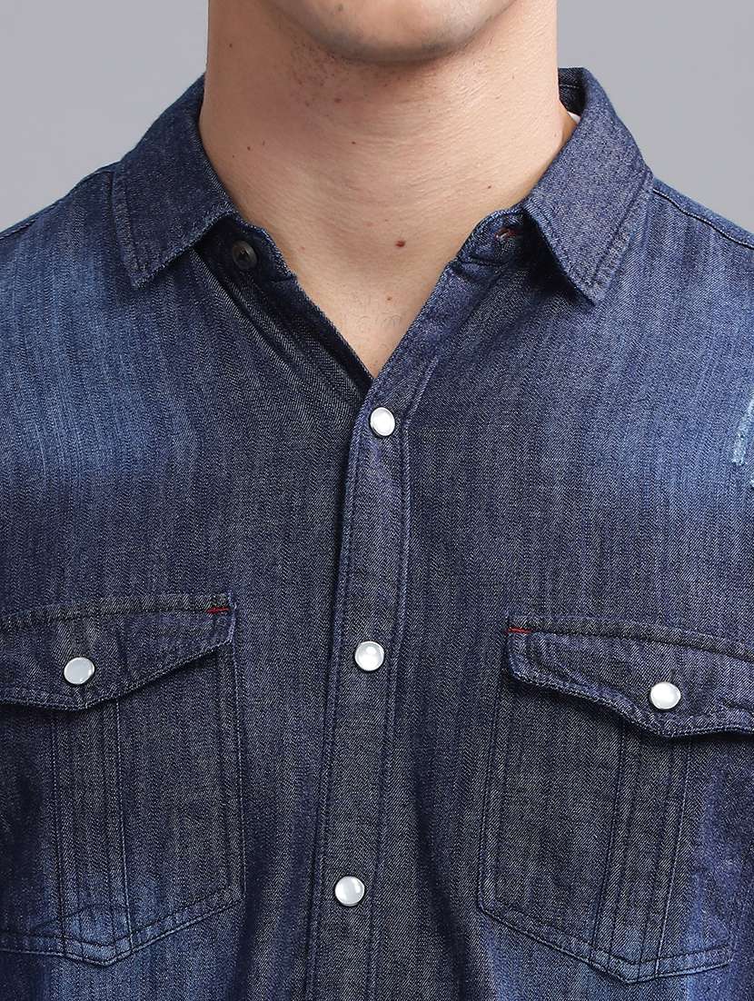 Men Solid Collared Regular Fit Shirt - 22542189 -  Standard Image - 1