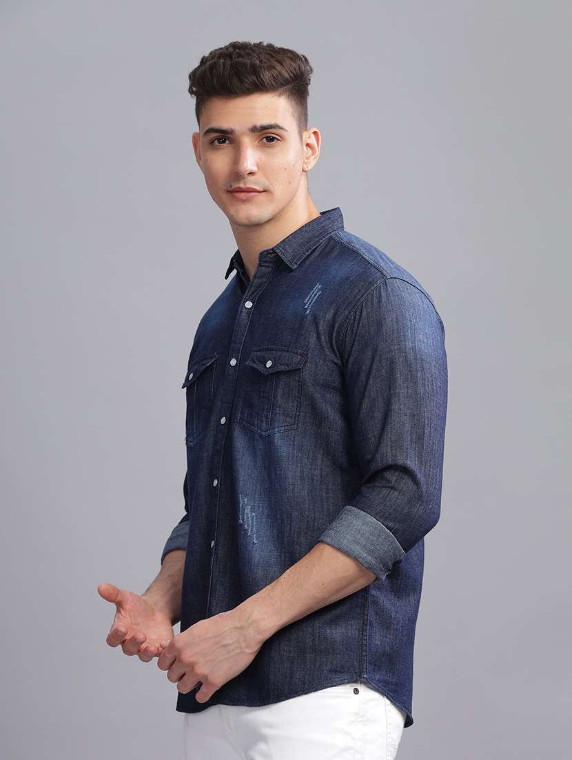 Men Solid Collared Regular Fit Shirt - 22542189 -  Standard Image - 4