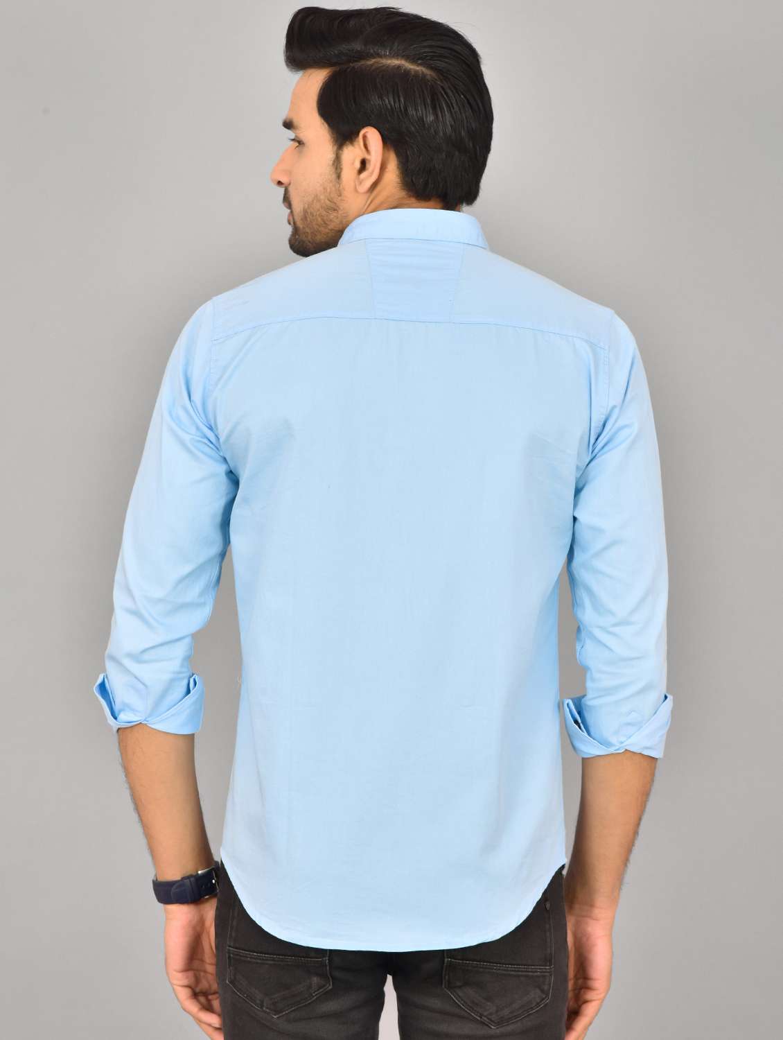 Men Solid Collared Slim Fit Casual Shirt - 22542202 -  Standard Image - 4