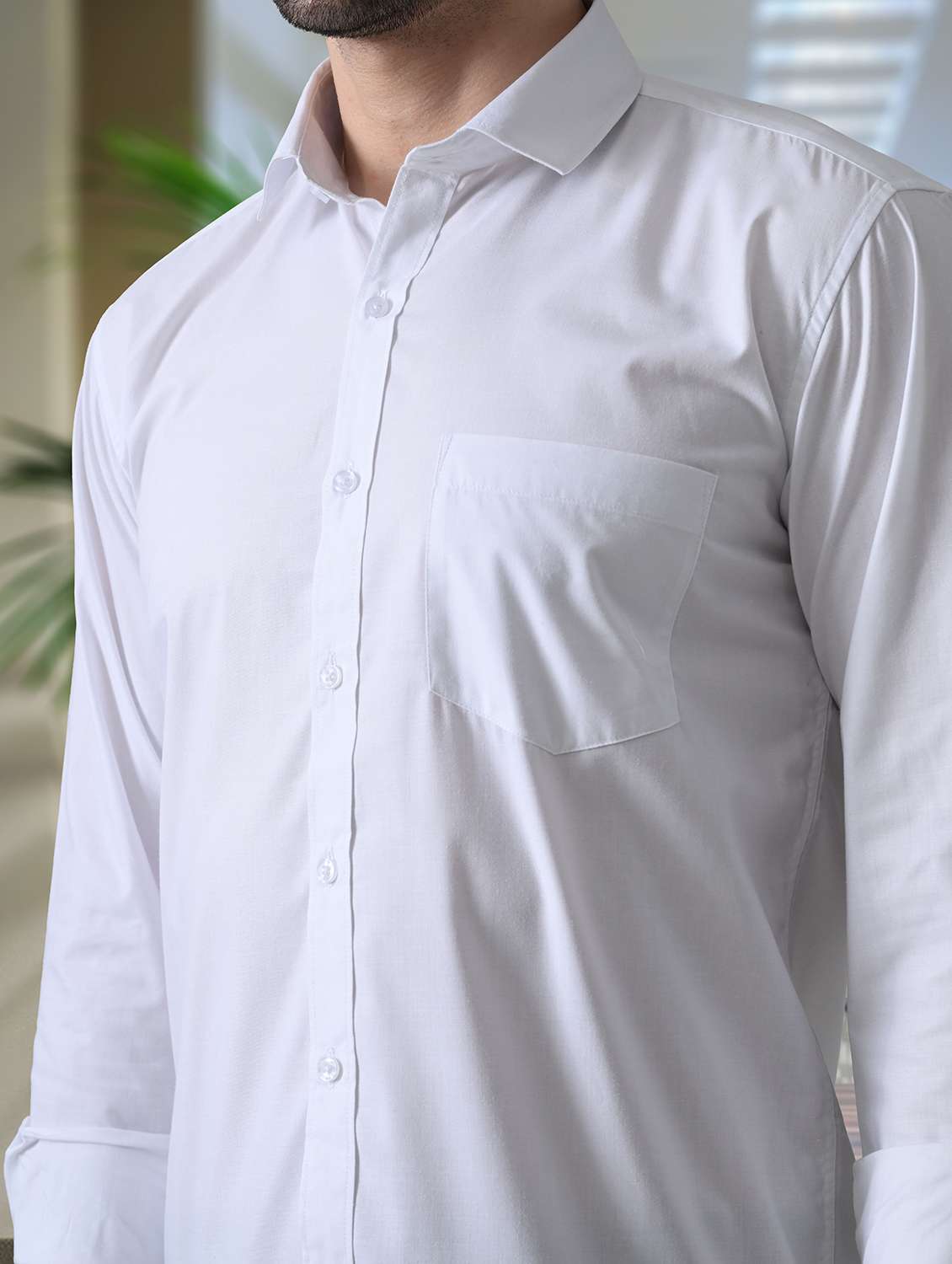 men solid collared slim fit casual shirt - 22542217 -  Standard Image - 1