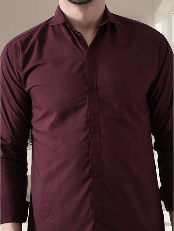 Men Solid Collared Slim Fit Casual Shirt - 22542270 -  Standard Image - 1