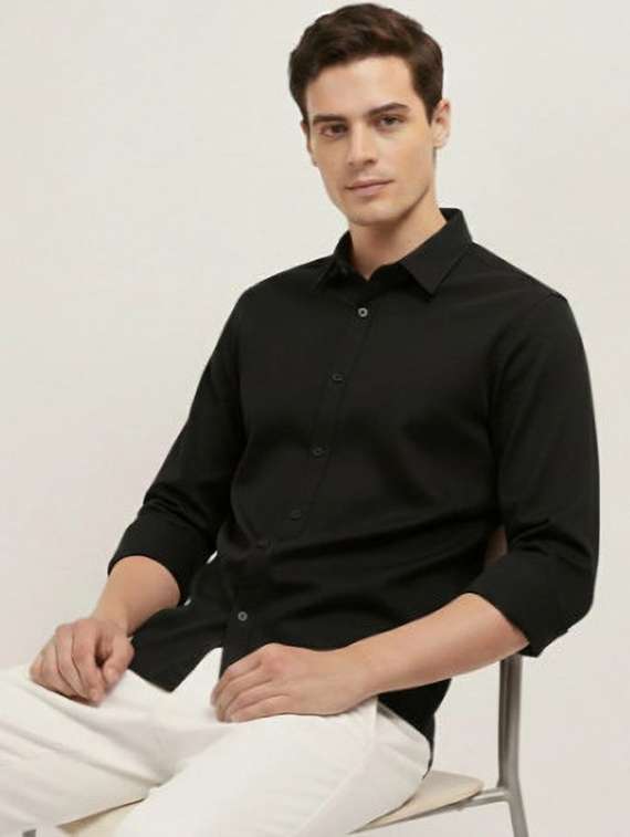 Men Solid Collared Slim Fit Casual Shirt - 22542524 -  Standard Image - 1