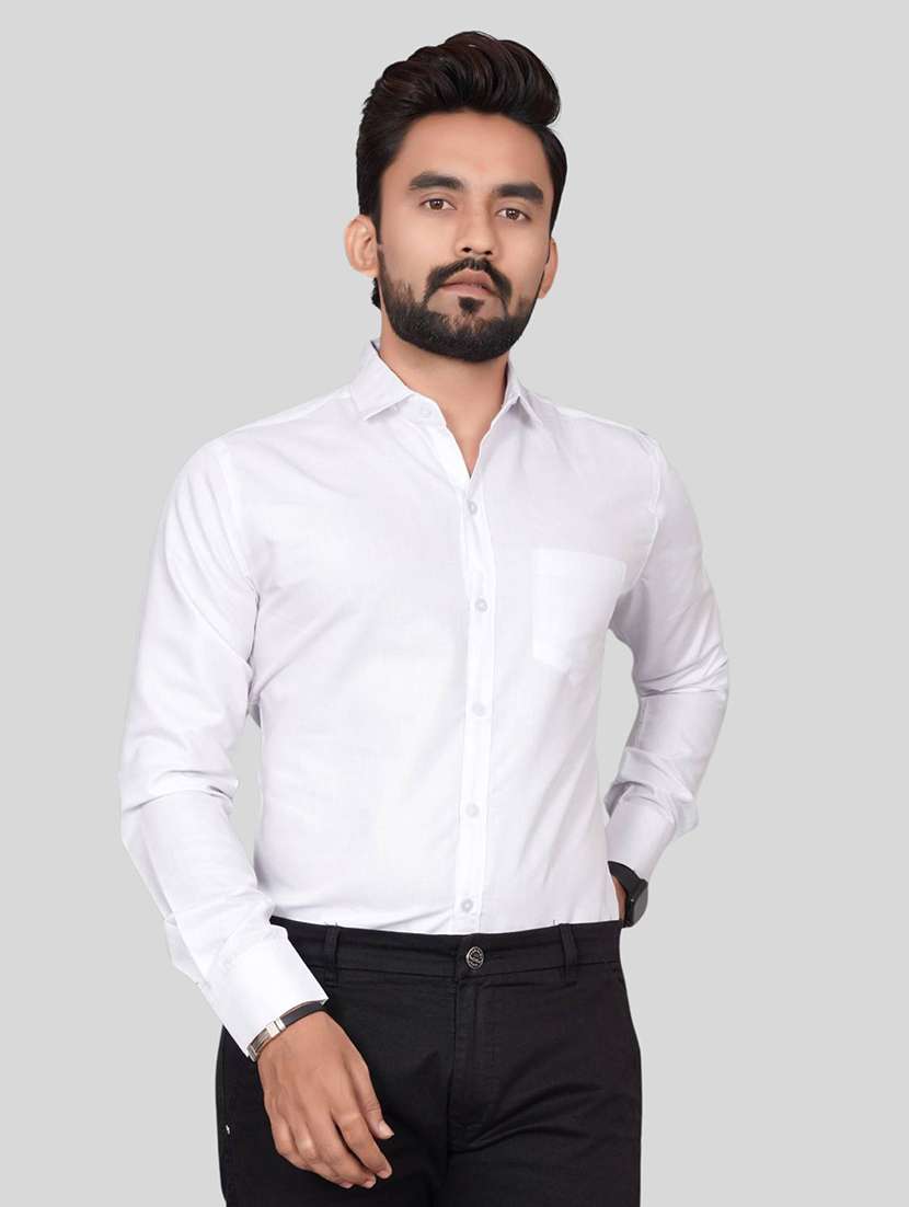 men solid collared slim fit casual shirt - 22542568 -  Standard Image - 1