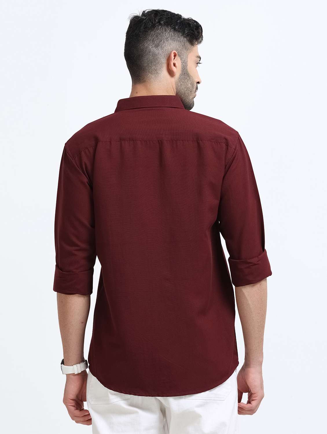 men solid collared regular fit casual shirt - 22542616 -  Standard Image - 4
