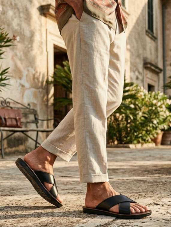 men solid slip on sandal - 22542703 -  Standard Image - 4