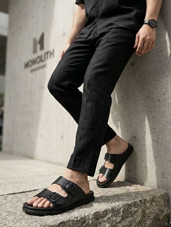 men solid slip on sandal - 22542708 -  Standard Image - 4