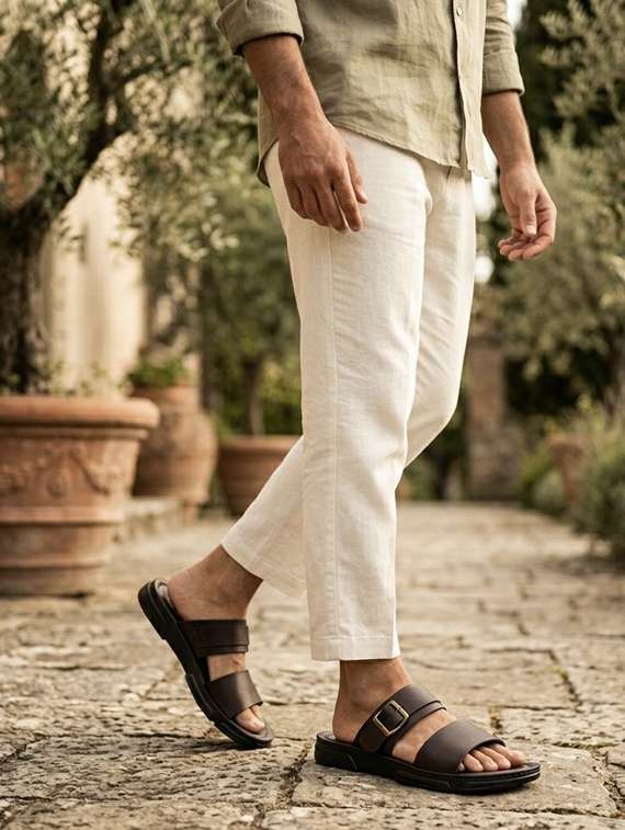 men solid slip on sandal - 22542710 -  Standard Image - 4