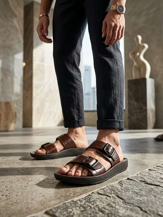 men solid strap sandal - 22542714 -  Standard Image - 4