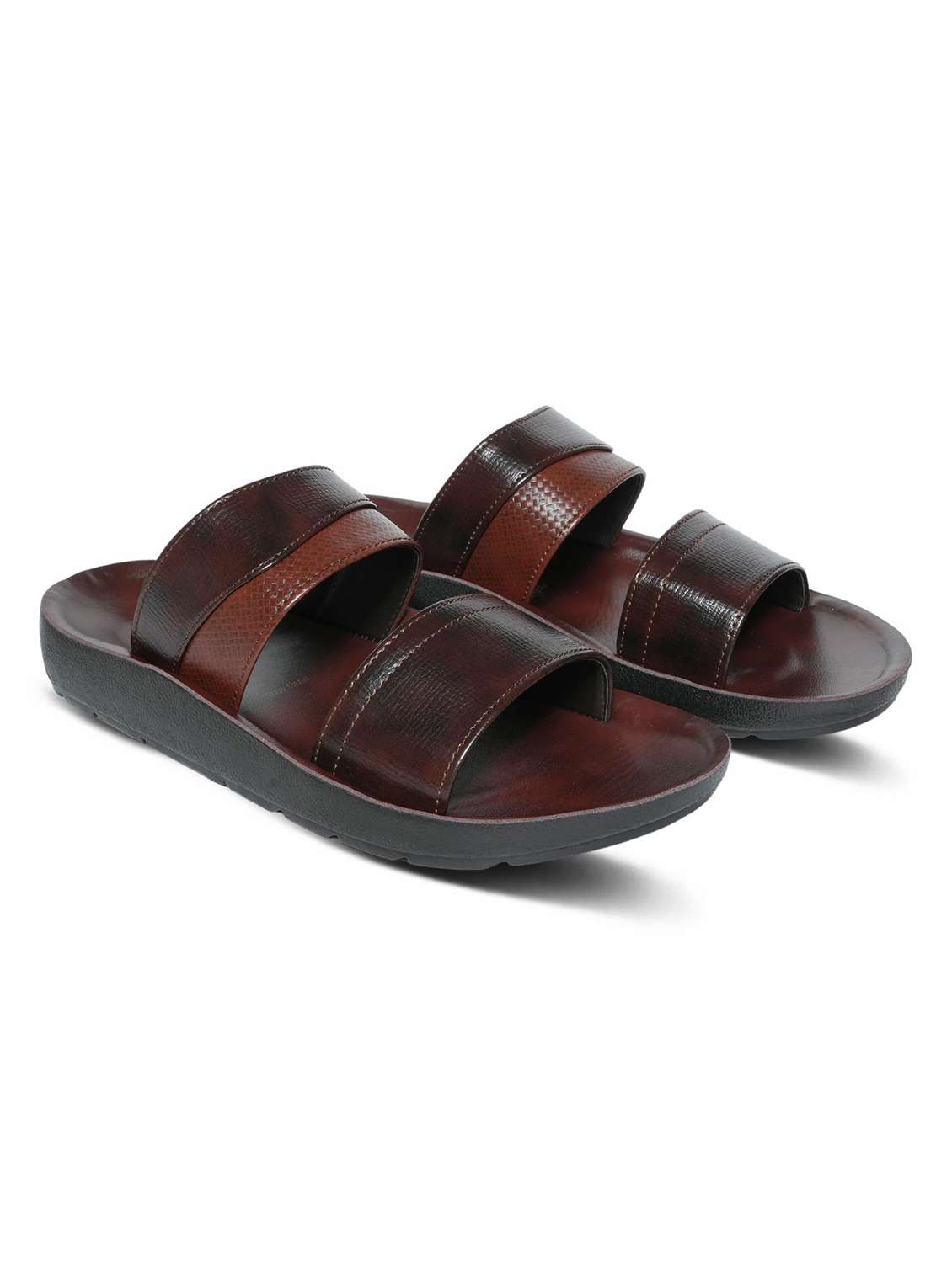 men brown slip on sandal - 22542716 -  Standard Image - 1