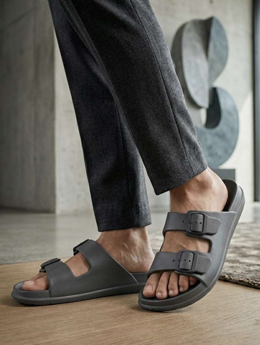 men grey slip on slider - 22542723 -  Standard Image - 4
