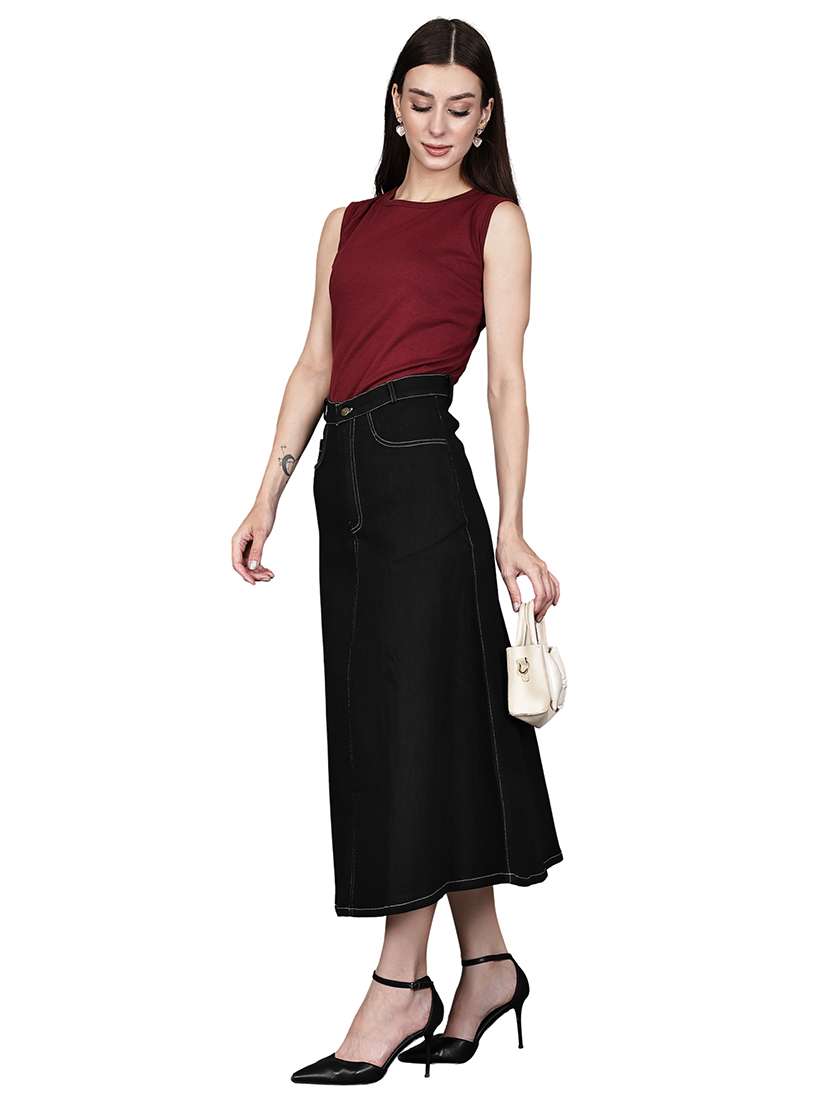black denim aline skirts - 22542747 -  Standard Image - 4