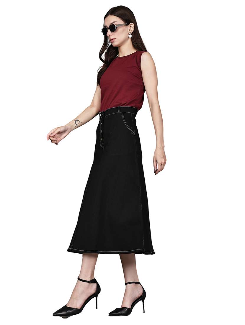 black denim aline skirts - 22542750 -  Standard Image - 4