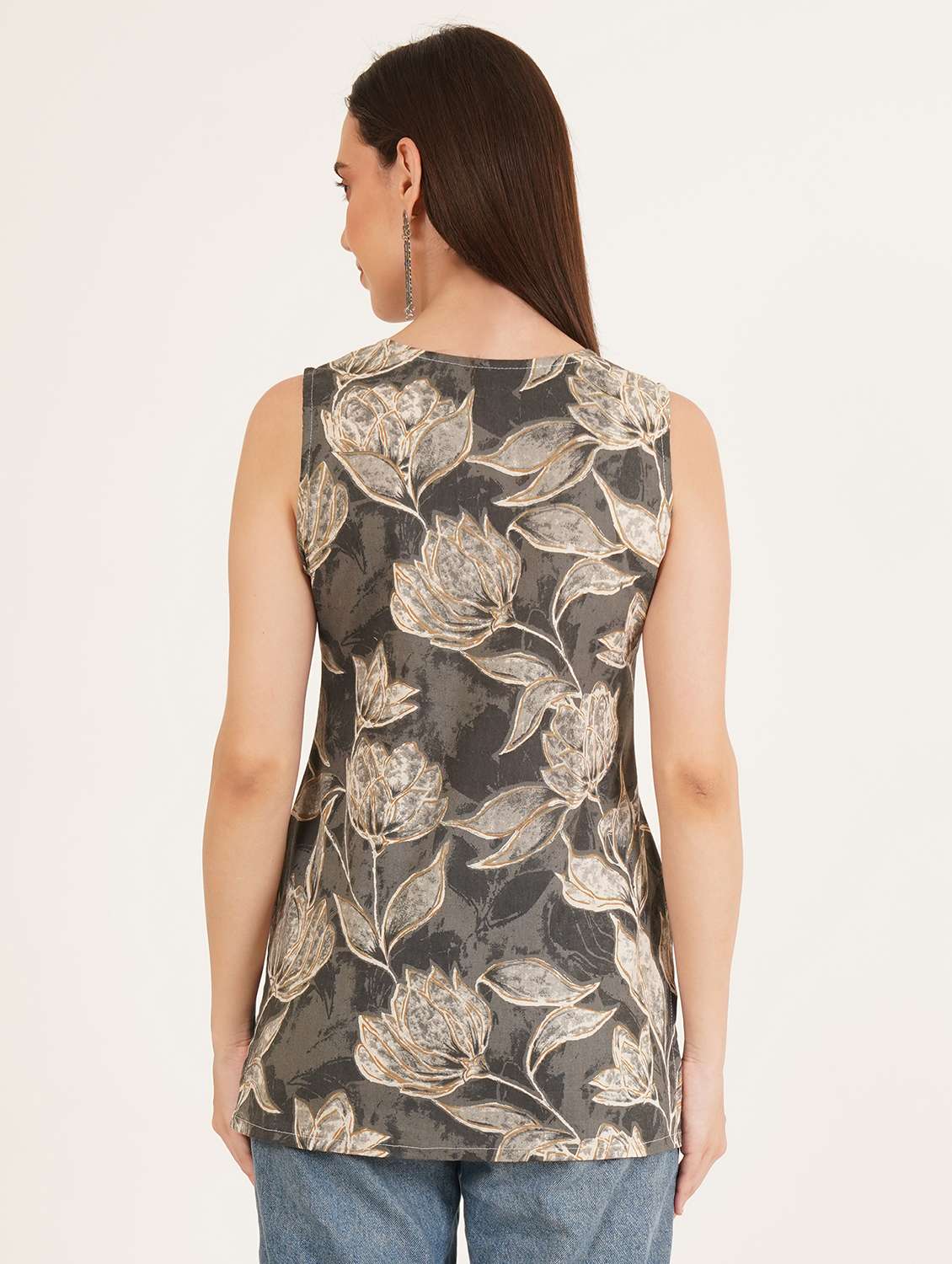 Women Printed Sleeveless Straight Kurti - 22542762 -  Standard Image - 4