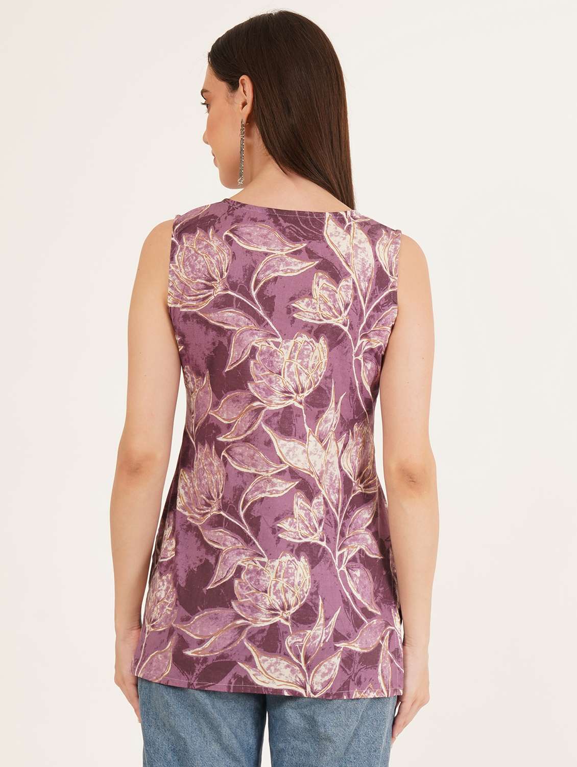 Women Printed Sleeveless Straight Kurti - 22542763 -  Standard Image - 4
