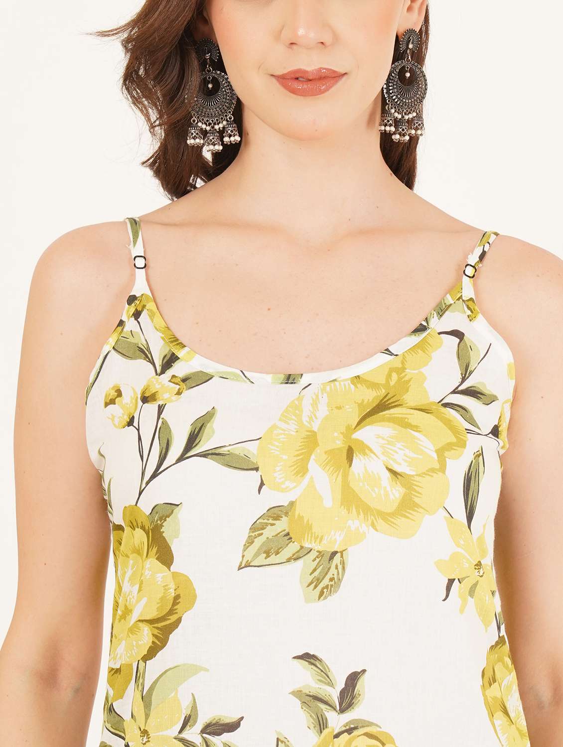 women printed shoulder strap straight kurta - 22542766 -  Standard Image - 1
