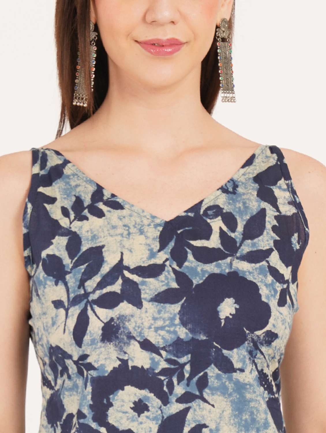 women printed shoulder strap straight kurti - 22542772 -  Standard Image - 1