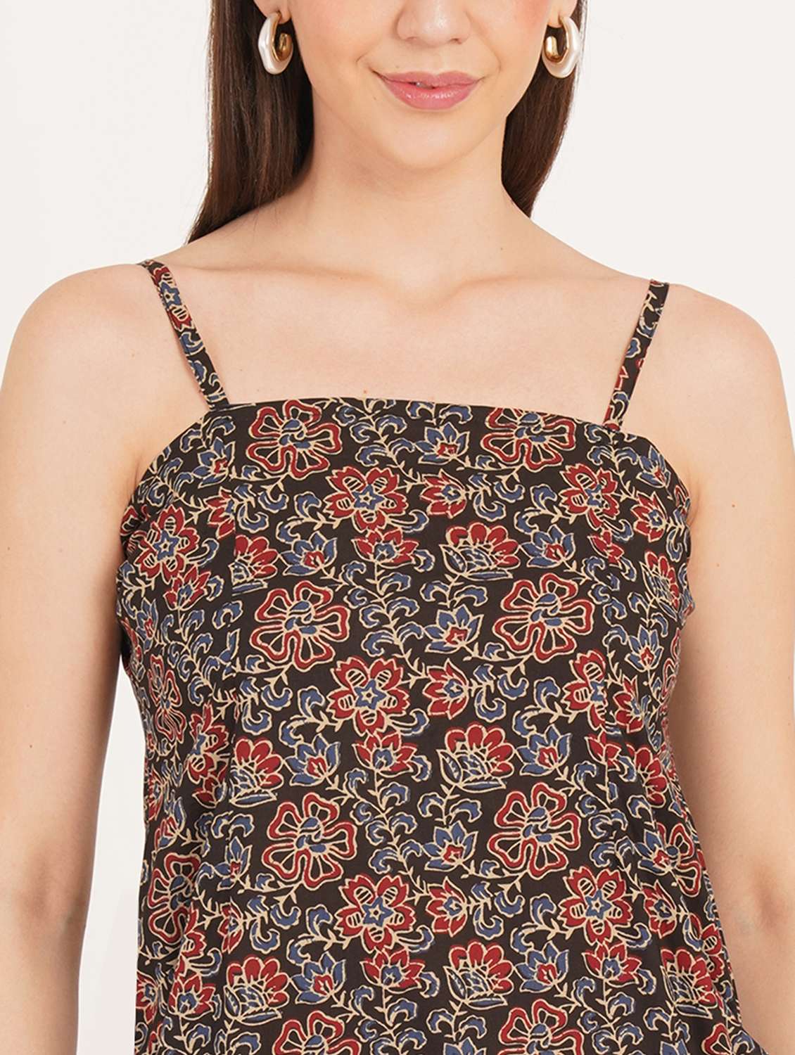 Women Printed Shoulder Strap Straight Kurti - 22542775 -  Standard Image - 1