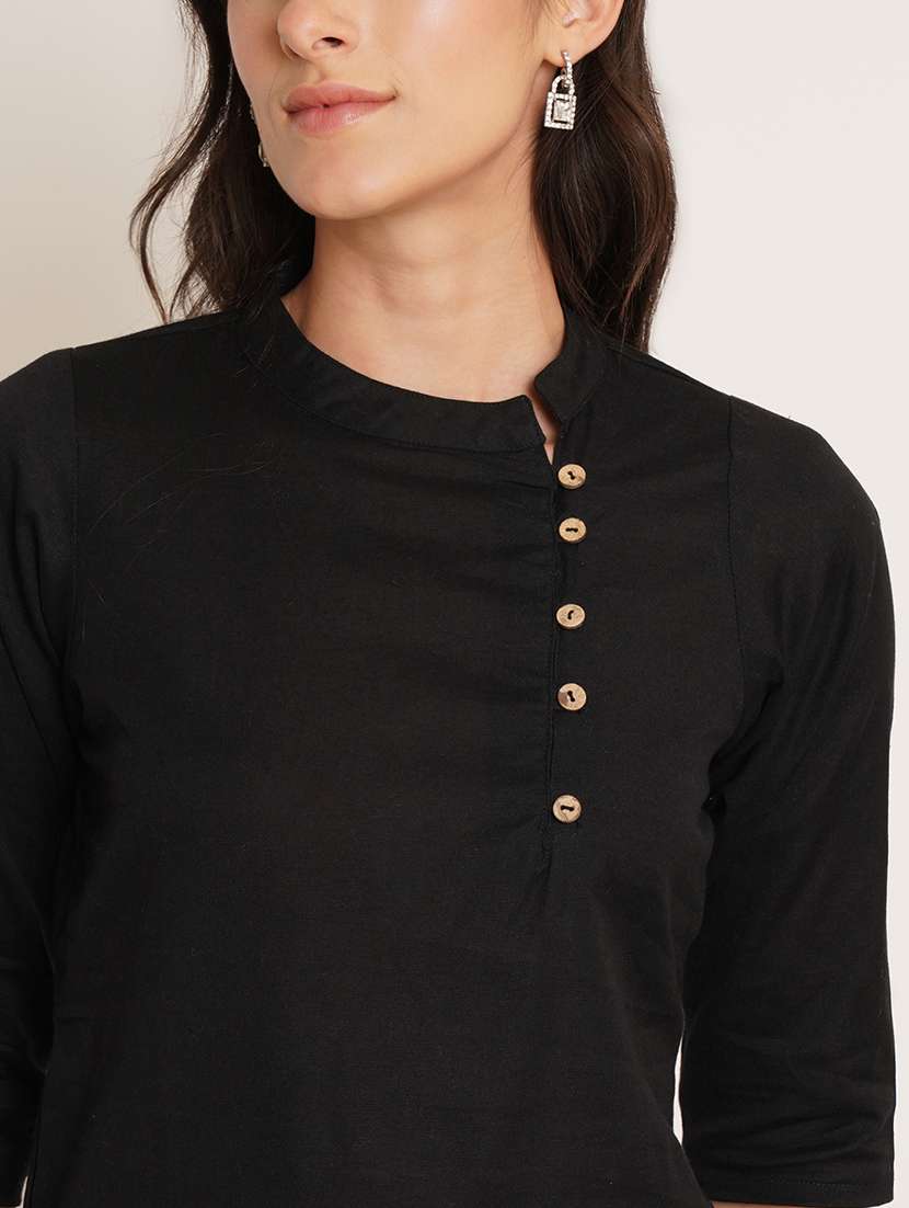 women solid three quarter sleeve ethnic top - 22542818 -  Standard Image - 1