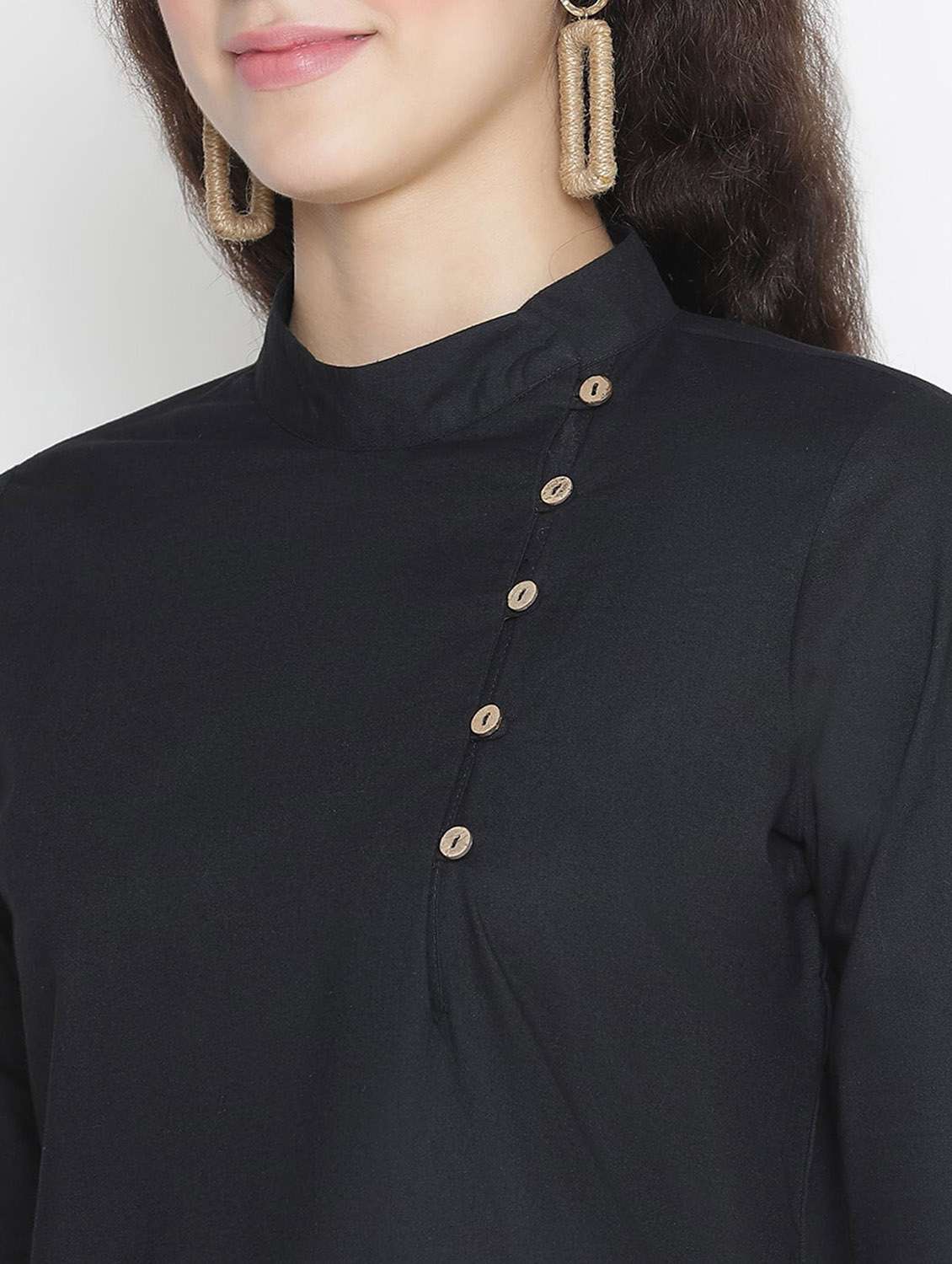 women solid three quarter sleeve ethnic top - 22542818 -  Standard Image - 4