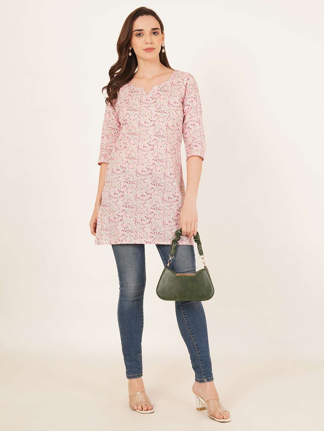 women printed three quarter sleeve straight kurti - 22542881 -  Standard Image - 4
