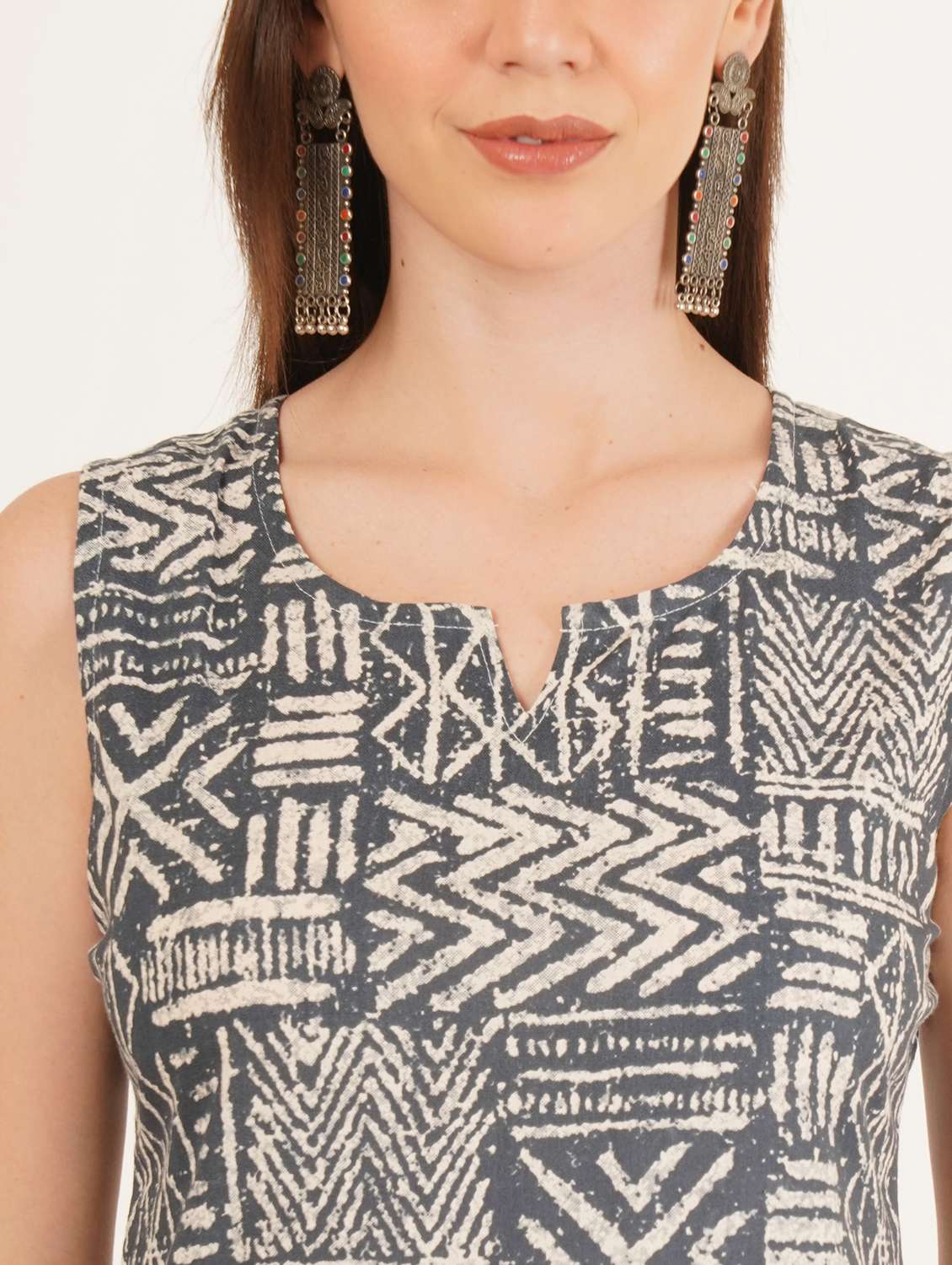 women printed sleeveless straight kurti - 22542892 -  Standard Image - 1