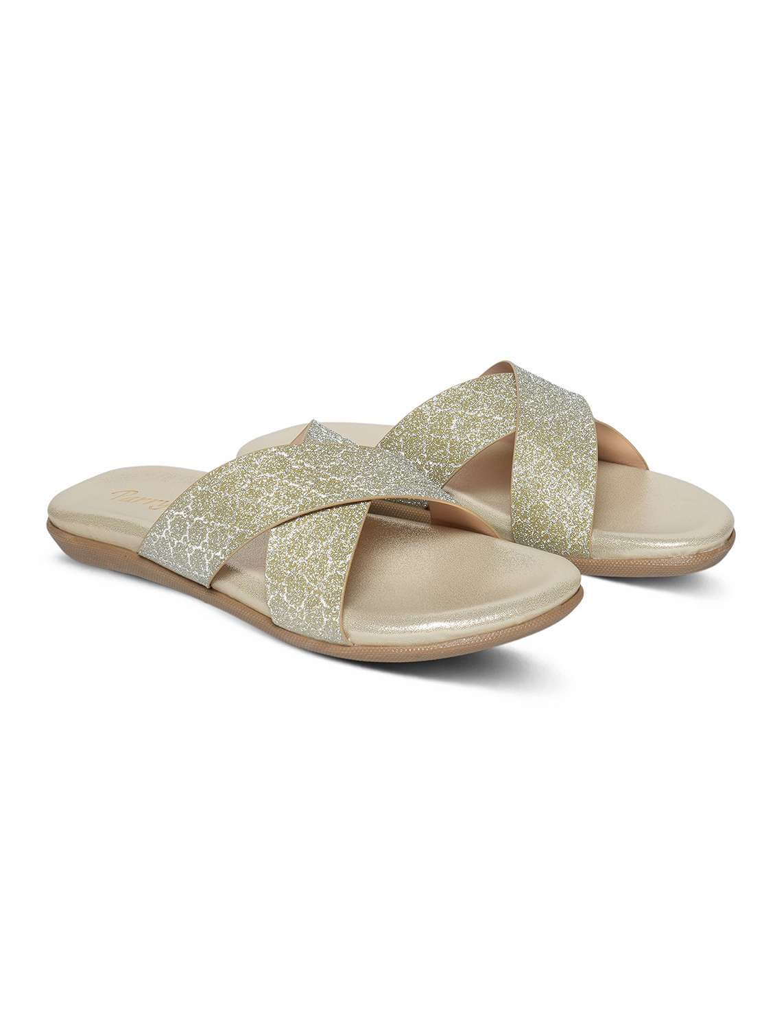 Women Gold Slip On Sandal - 22543062 -  Standard Image - 1