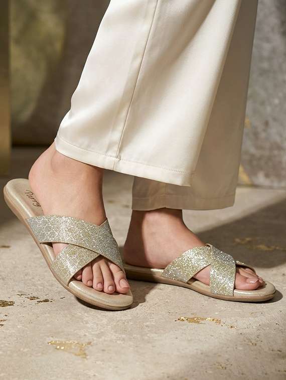 Women Gold Slip On Sandal - 22543062 -  Standard Image - 4