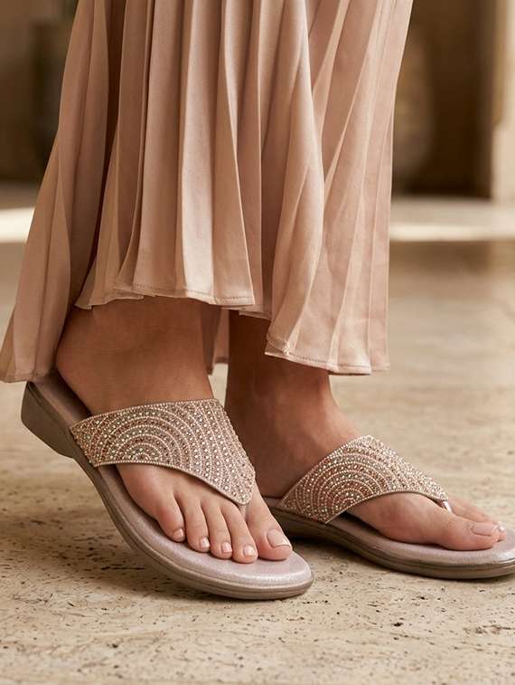 women embellished toe separator flat sandal - 22543068 -  Standard Image - 4