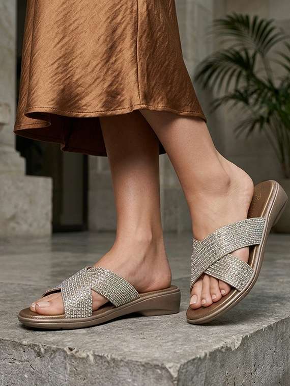 women copper slip on sandal - 22543072 -  Standard Image - 4