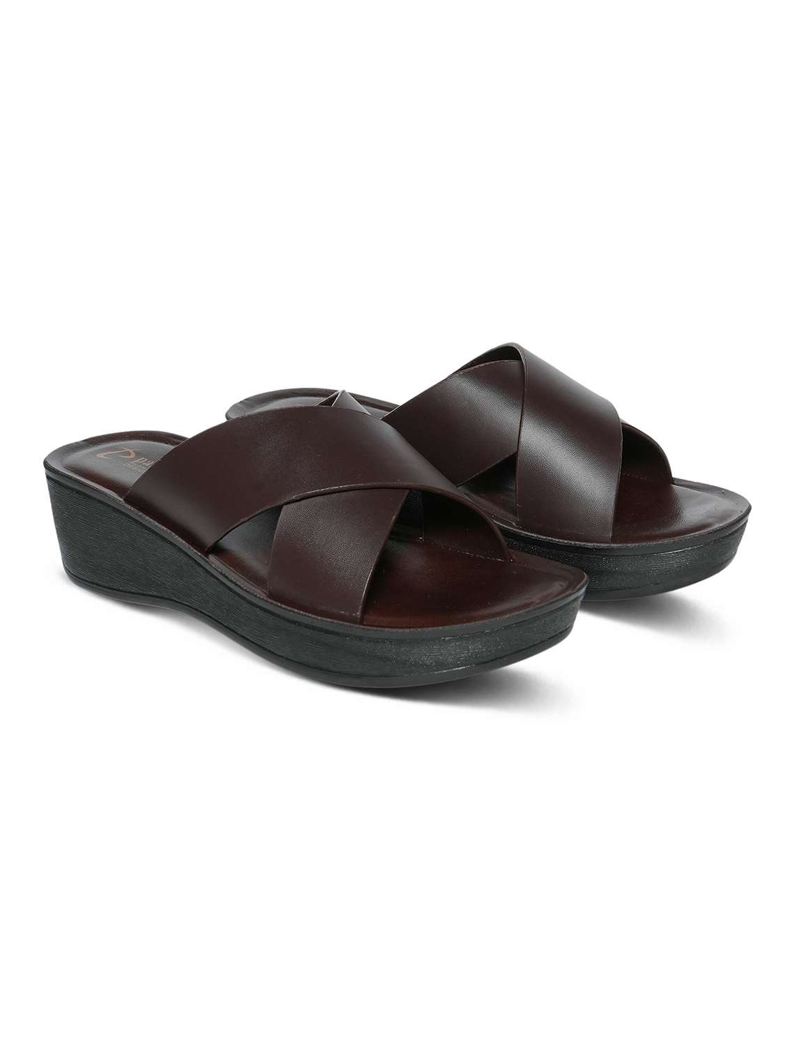women brown slip on wedge - 22543119 -  Standard Image - 1
