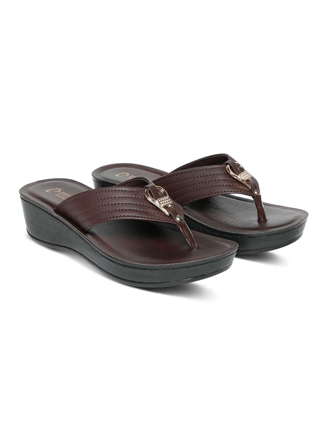 women brown toe separator wedge - 22543120 -  Standard Image - 1