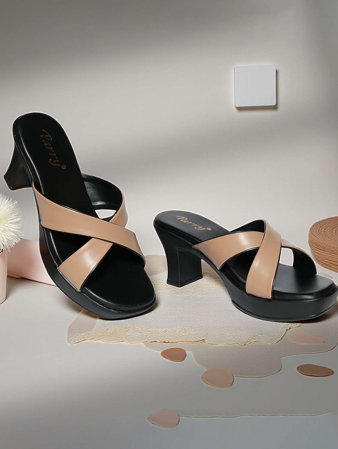 women beige slip on sandal