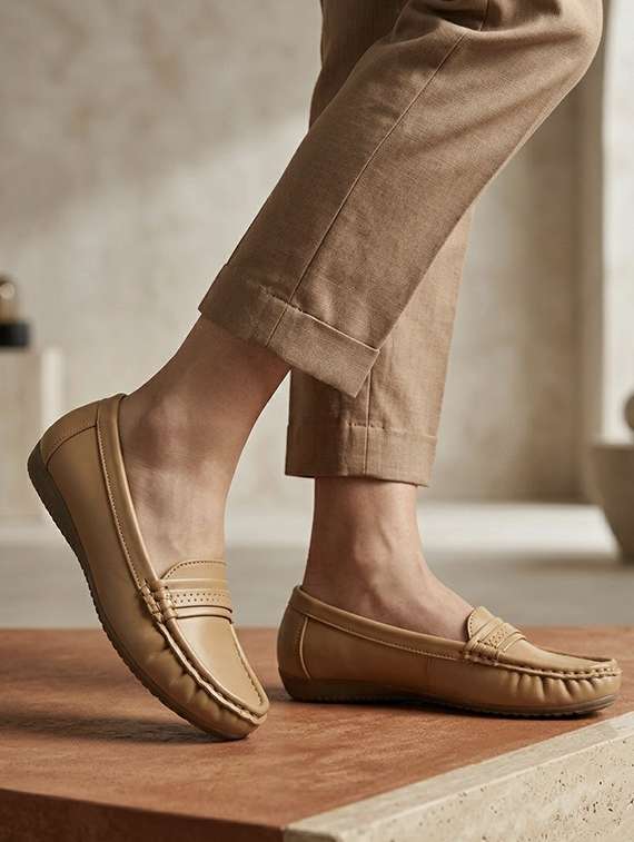 women beige slip on loafer - 22543168 -  Standard Image - 4