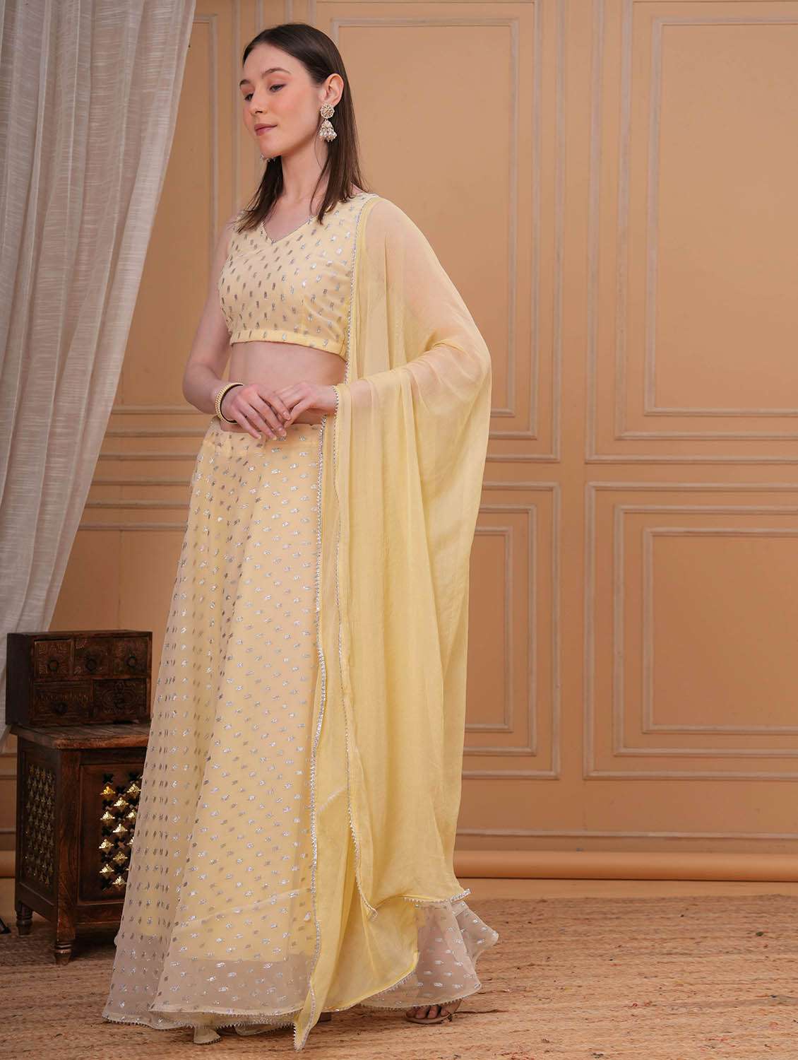 women self design stitched flared lehnga choli with dupatta set - 22543192 -  Standard Image - 1