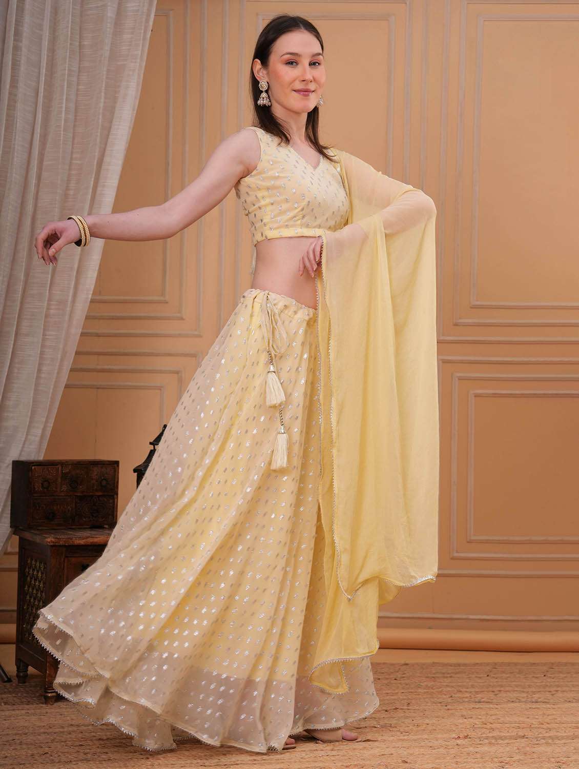 women self design stitched flared lehnga choli with dupatta set - 22543192 -  Standard Image - 4