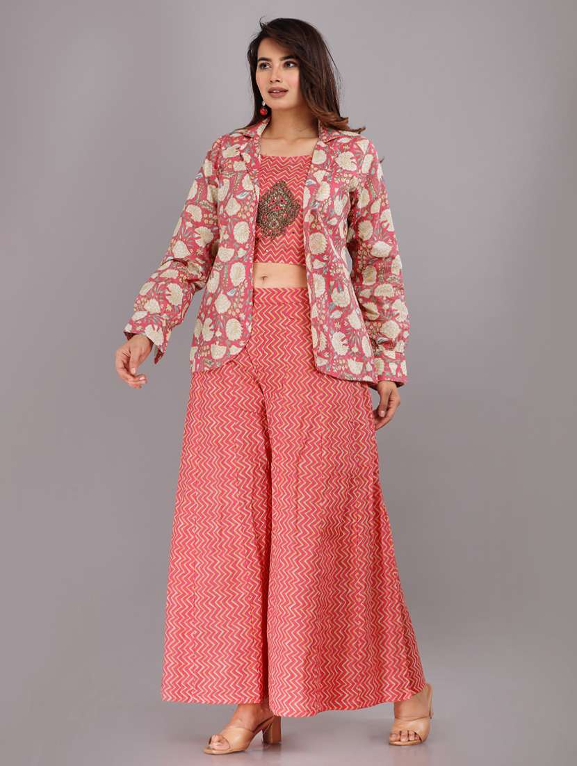 women printed long sleeve fusion set - 22543206 -  Standard Image - 1