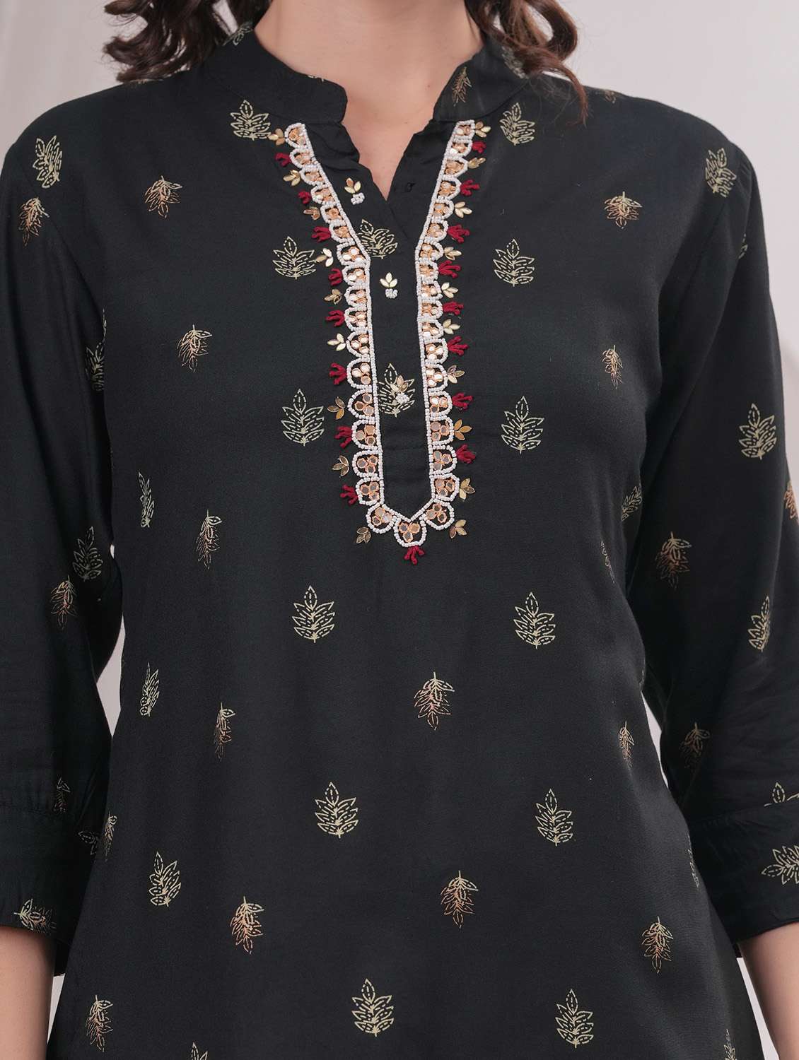women printed three quarter sleeve ethnic co-ord set - 22543215 -  Standard Image - 1