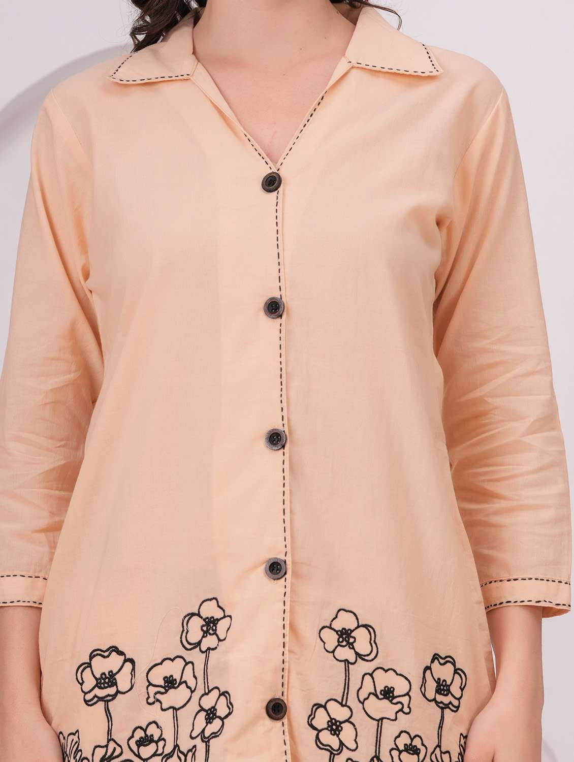 women embroidered three quarter sleeve ethnic co-ord set - 22543218 -  Standard Image - 1