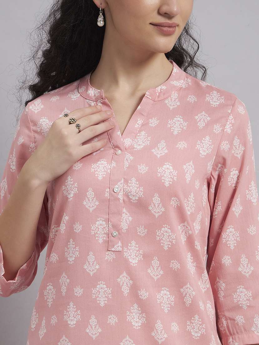women printed three quarter sleeve straight kurta - 22543418 -  Standard Image - 1