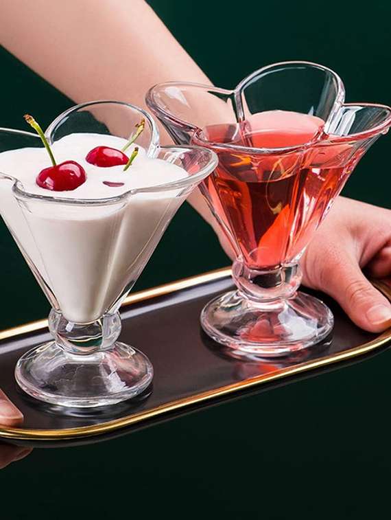 sweezy crystal deep flower ice cream cup set of 3 (175 ml) - 22543747 -  Standard Image - 1