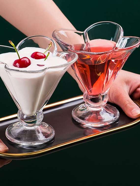 sweezy crystal deep flower ice cream cup set of 3 (175 ml) - 22543748 -  Standard Image - 1