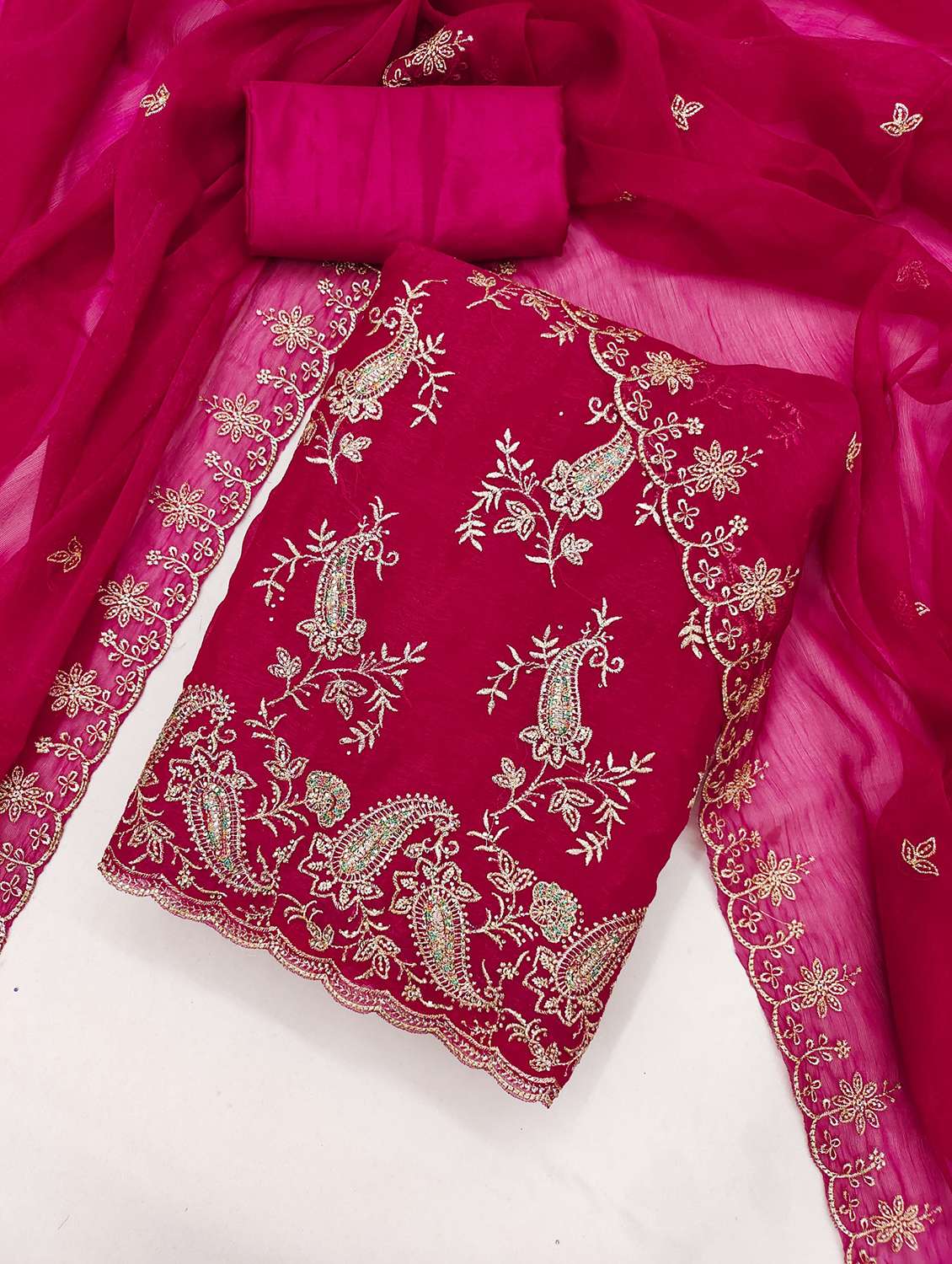 women solid with work unstitched suit set - 22543775 -  Standard Image - 1
