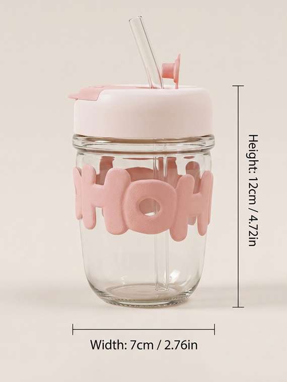 set of 2 glass water & juice glasses with lids and straws - 22543825 -  Standard Image - 4