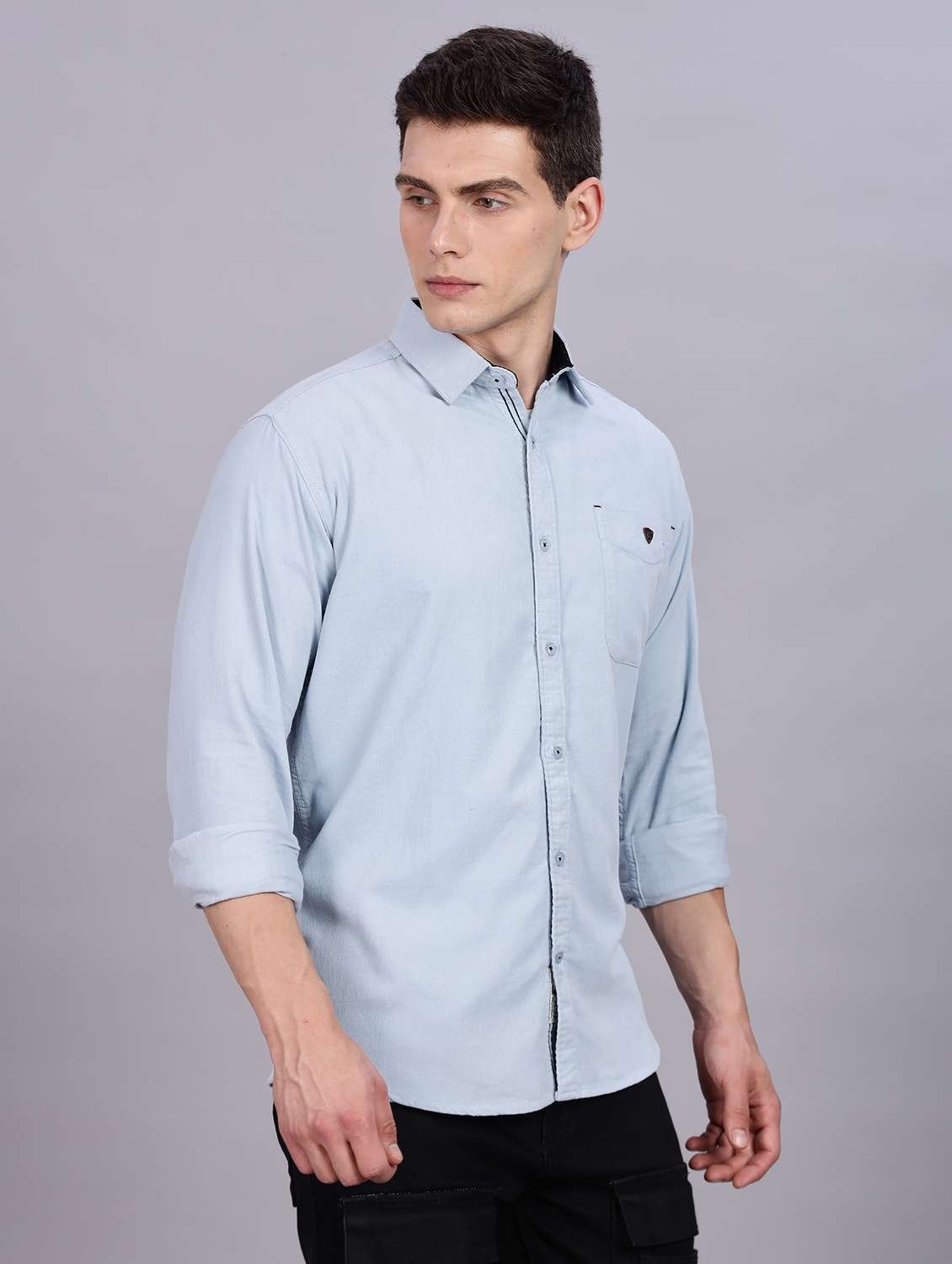 men solid long sleeve regular fit casual shirt - 22543837 -  Standard Image - 4