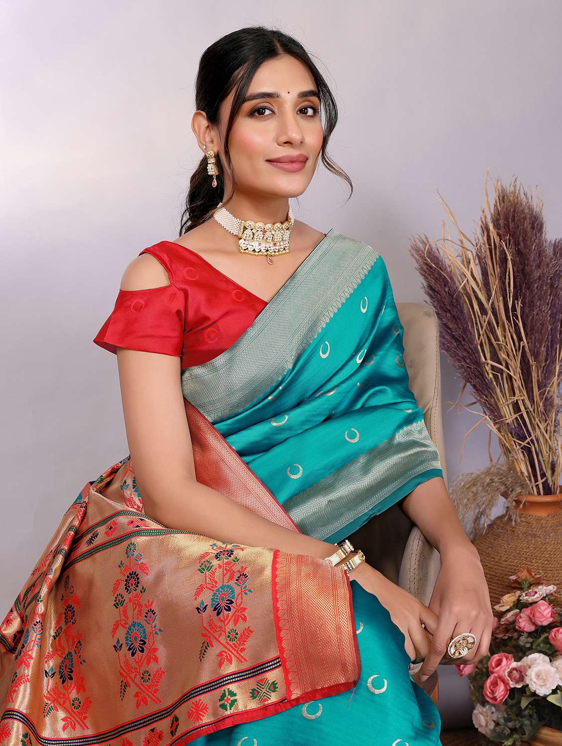 women self design paithani saree with blouse - 22543863 -  Standard Image - 1